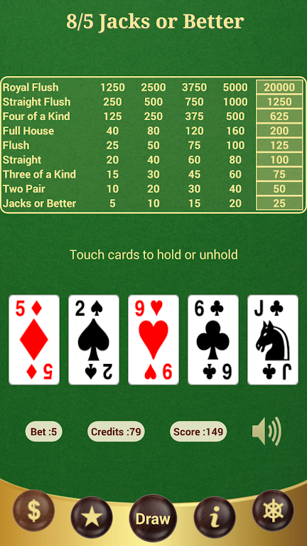 8/5 Jacks or Better Poker スクリーンショット 1