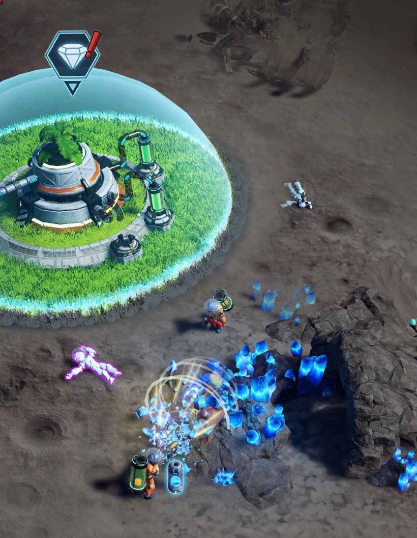 一群宇航员在外星星球上采矿资源