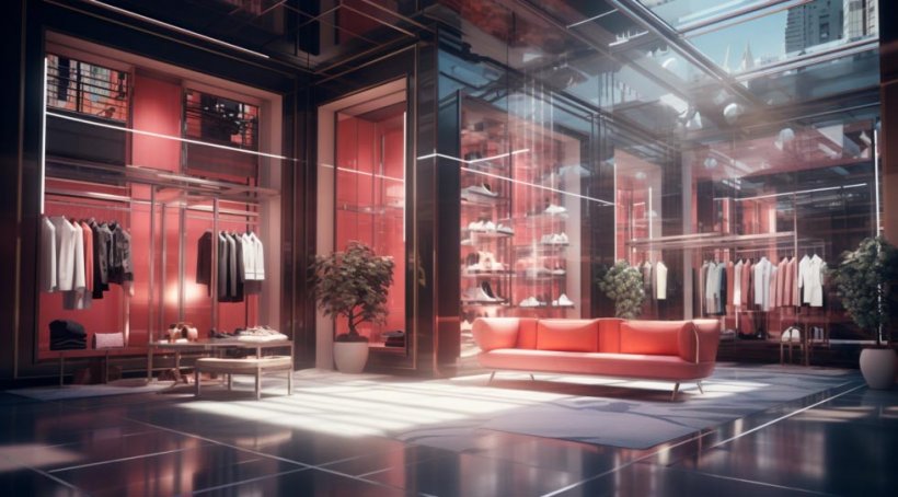 옷으로 가득 찬 고급스러운 옷장