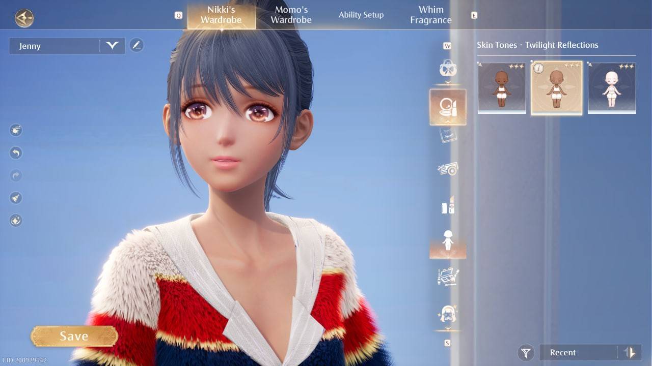 Cambiar el color de la piel en Infinity Nikki