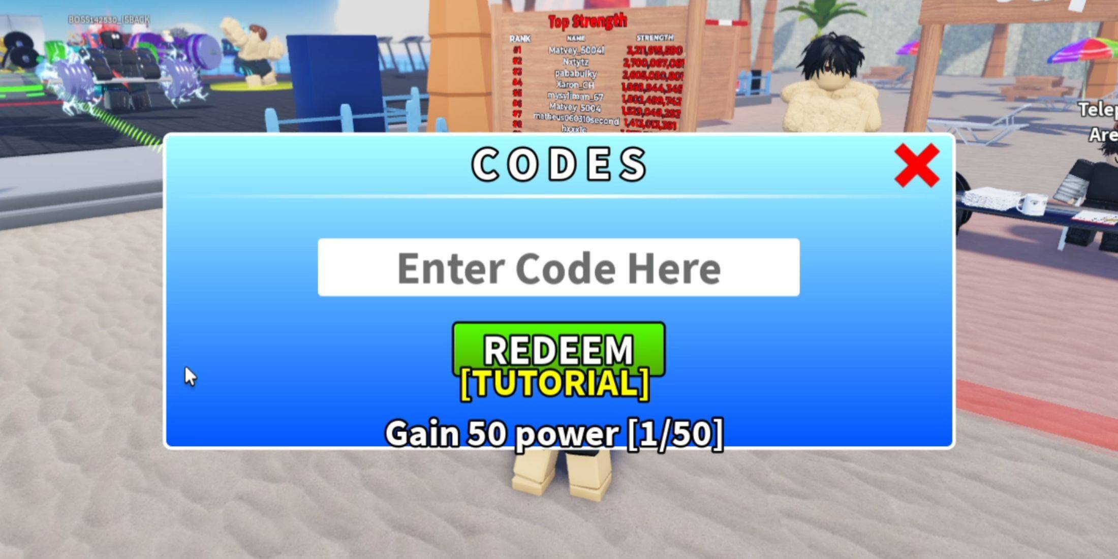 Image: Slap Legends Code Redemption Interface