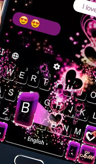 Sparkling Purple Heart Keyboard Theme Скриншот 2