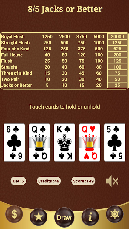 8/5 Jacks or Better Poker スクリーンショット 2