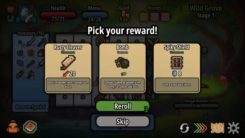 a menu of different power-ups and weapons