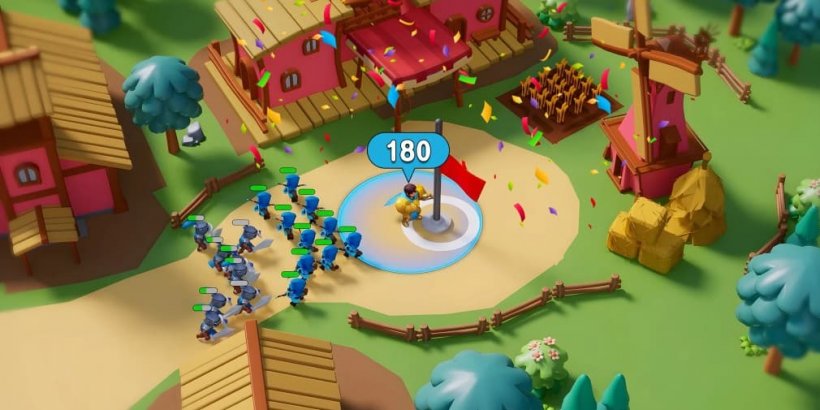 Isang screenshot mula sa Crown of Bones na nagpapakita ng isang iskwad ng mga gabi na kumukuha ng watawat