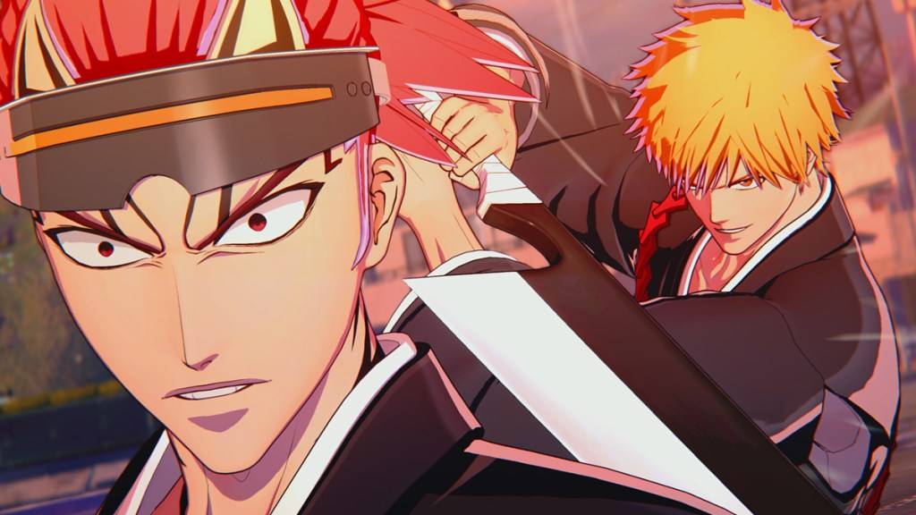 Ichigo pulls sword on Renji in screenshot for Bleach Rebirth of Souls via Steam as part of an article about crashing on PC.