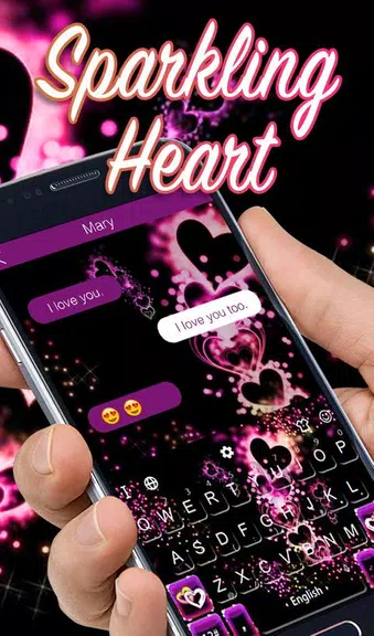 Sparkling Purple Heart Keyboard Theme Скриншот 1