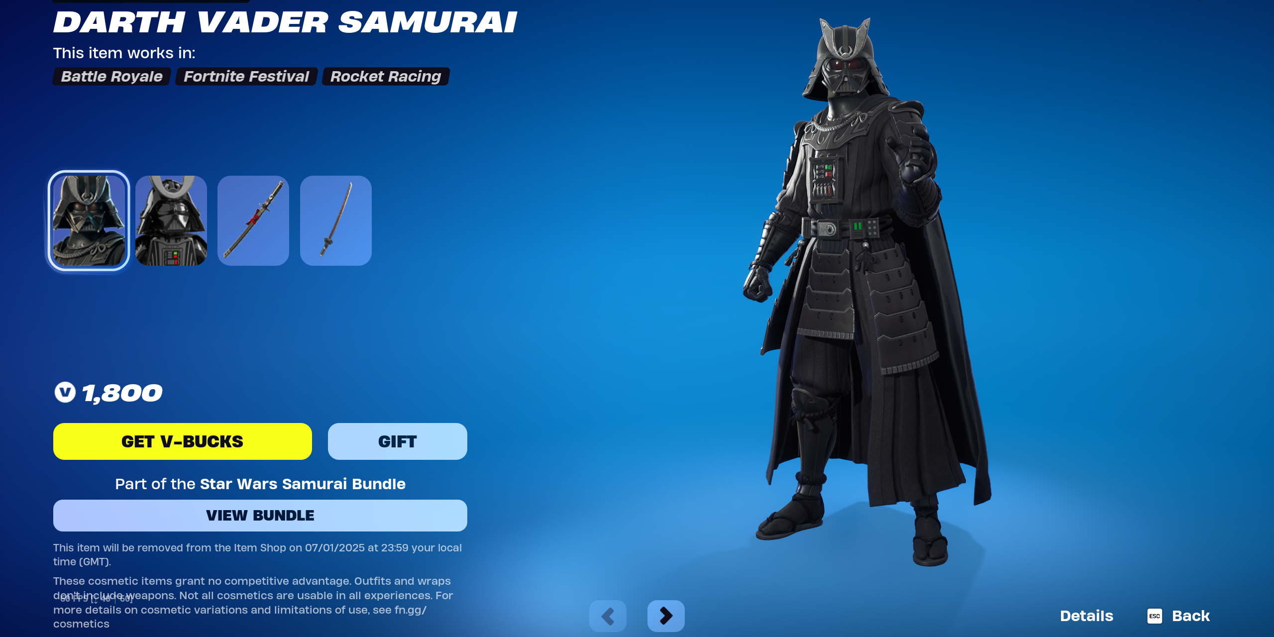 Traje Samurai Darth Vader