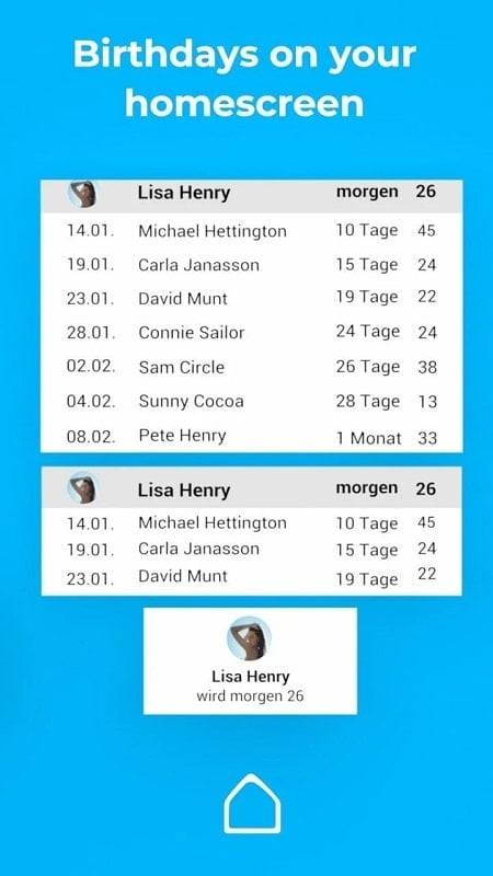 Birthday Calendar & Reminder Schermafbeelding 1
