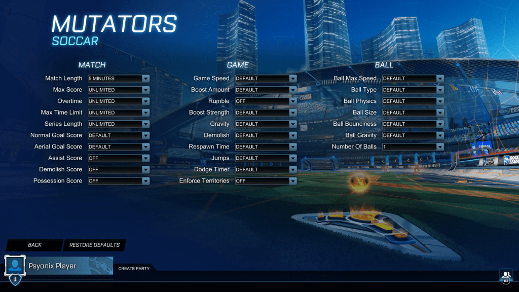 Rocket League 시즌 18의 Mutator 목록