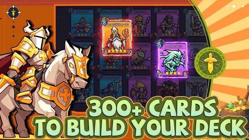 Punch的屏幕截图促销图像，其骑士骑着马背和背后的纸牌选择