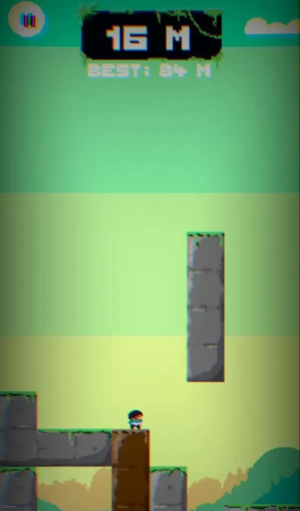 Blockcharted screenshot featuring a tiny character navigating falling blocks