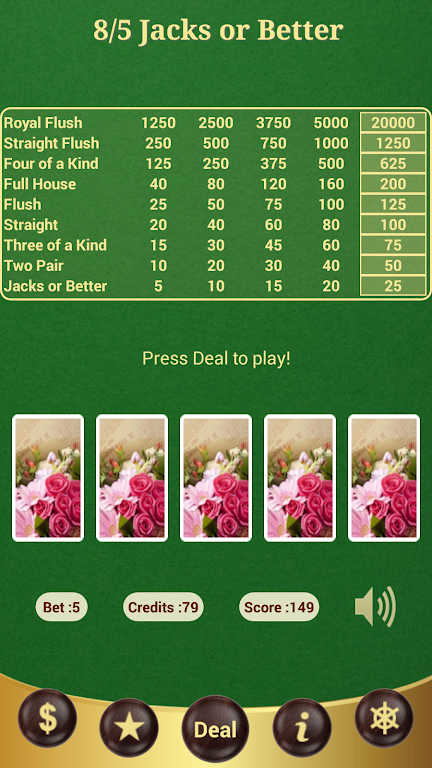 8/5 Jacks or Better Poker スクリーンショット 0