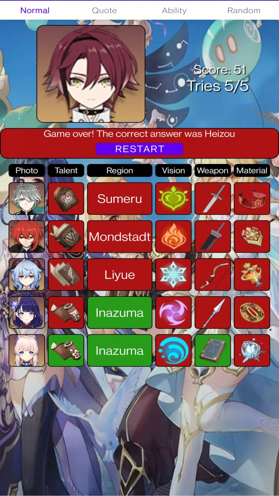 Genshin Guess (Unofficial) Capture d'écran 1