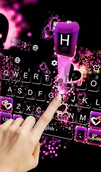 Sparkling Purple Heart Keyboard Theme Скриншот 0