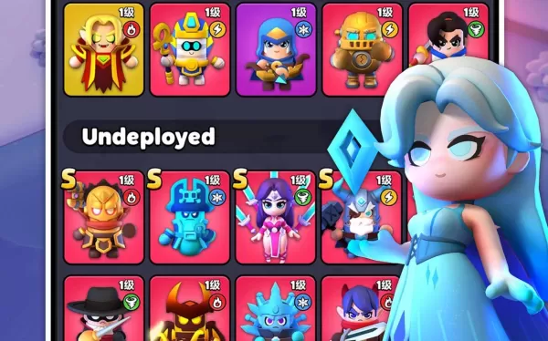 una reina de heladas con un menú de diferentes héroes