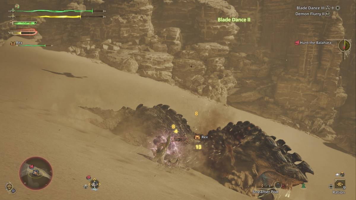 Hunter engaging a sand leviathan with dual blades
