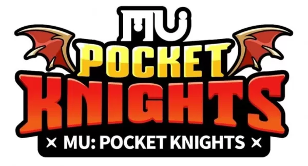 Das Logo von MU: Pocket Knights, ein geflügeltes Wortset