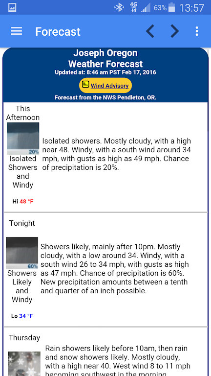 Joseph Oregon Weather Скриншот 1